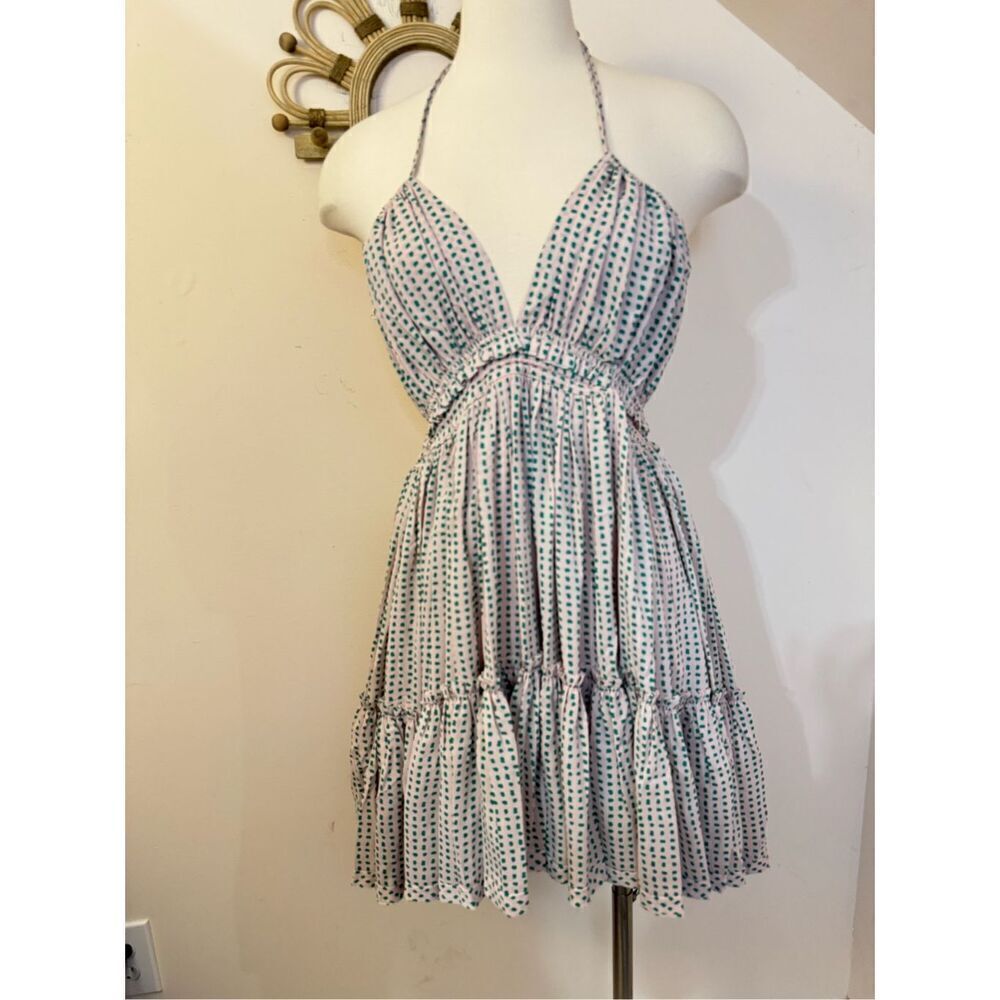 The Reset By Jane Pink Strappy Ruffle  Mini Dress S NEW